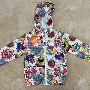 Nickelodeon Spongebob Fun Bright Graphic Windbreaker Jacket Youth Size 7